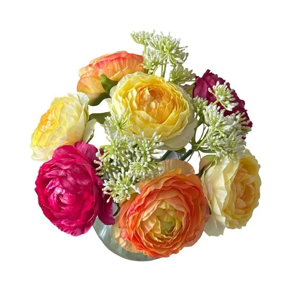 Peony Floral Arrangement with Yellow and Pink Accents